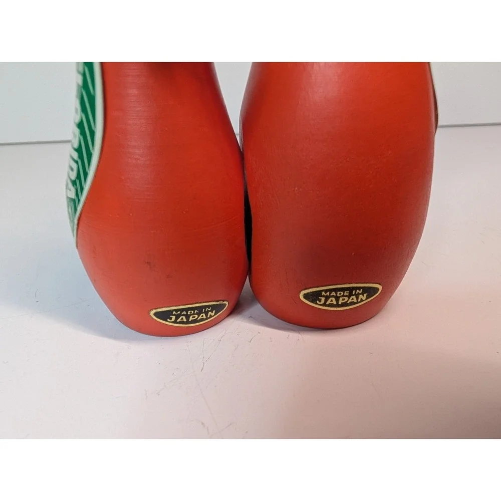 Anthropomorphic Salt Pepper Shakers Orange Wood Magnetic Vintage‎ 1950-60s Japan